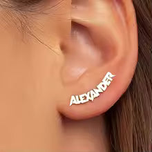 Custom Punk Stainless Steel Name Stud Earrings