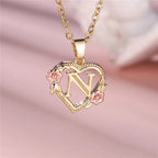 Personalized A-Z Initial Flower Pendant Necklace