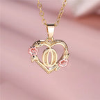 Personalized A-Z Initial Flower Pendant Necklace