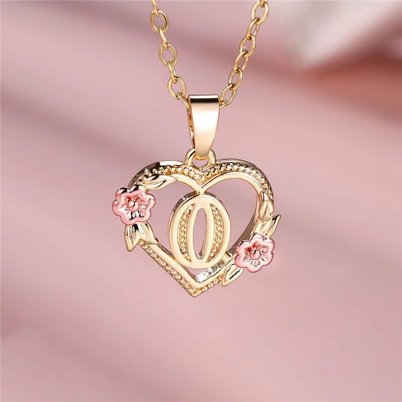 Personalized A-Z Initial Flower Pendant Necklace