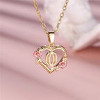 Personalized A-Z Initial Flower Pendant Necklace