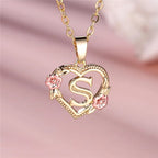 Personalized A-Z Initial Flower Pendant Necklace