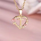 Personalized A-Z Initial Flower Pendant Necklace