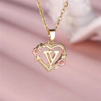 Personalized A-Z Initial Flower Pendant Necklace