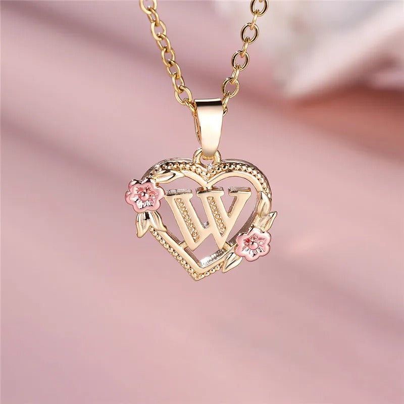 Personalized A-Z Initial Flower Pendant Necklace