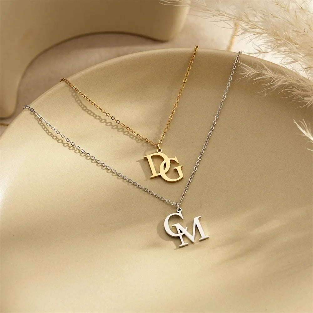 Custom Initials 2 Letter Stainless Steel Necklace Choker