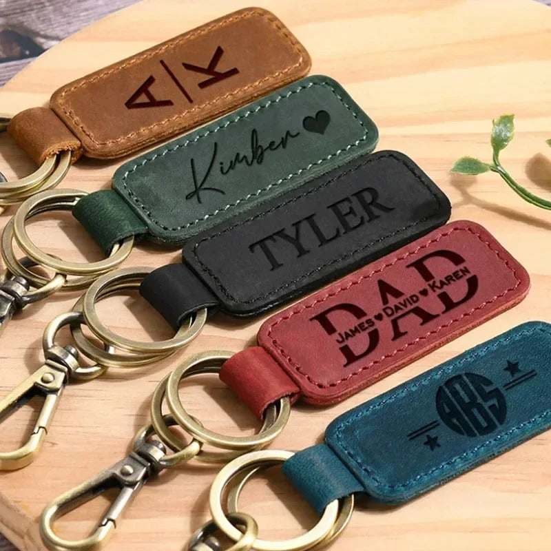 Laser Engraved Custom Leather Keychain