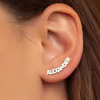 Custom Punk Stainless Steel Name Stud Earrings
