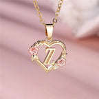 Personalized A-Z Initial Flower Pendant Necklace
