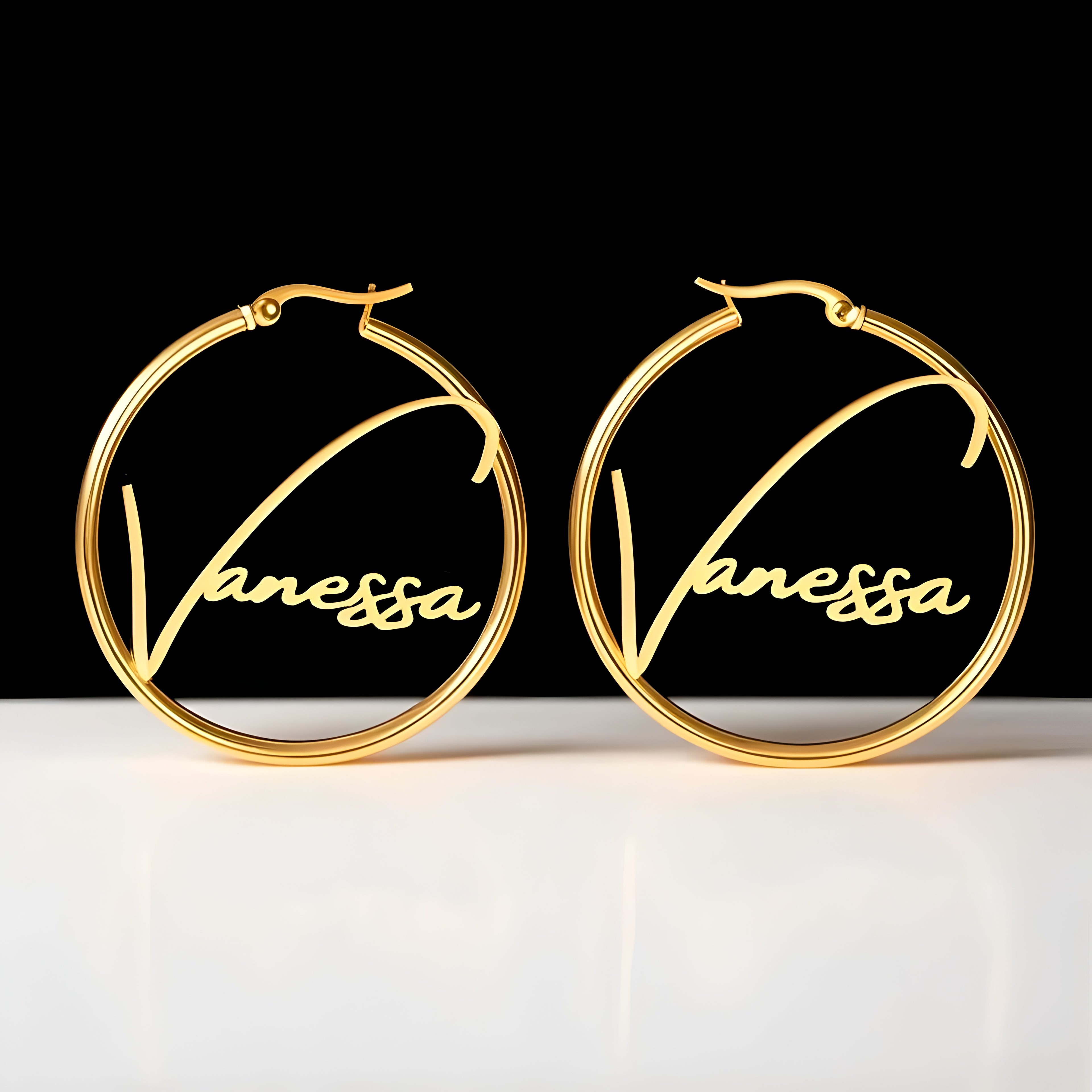 Custom Name Stainless Steel Big Hoop Earrings