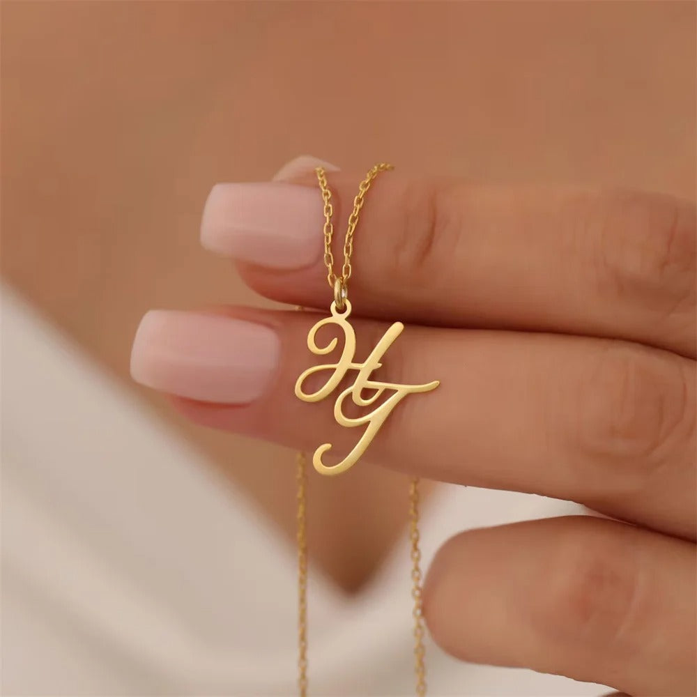 Custom Initials 2 Letter Stainless Steel Necklace Choker