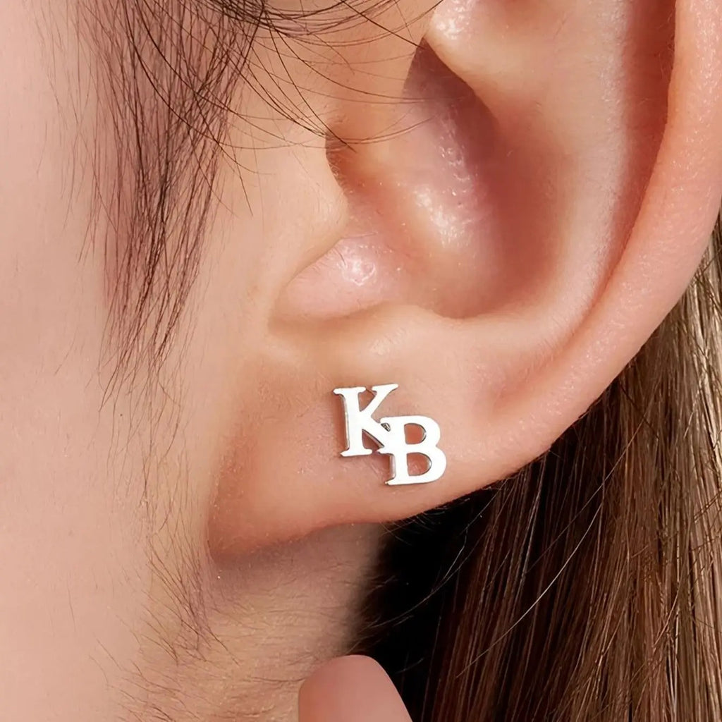 Custom Tiny Letter Initial Name Stainless Steel Stud Earrings
