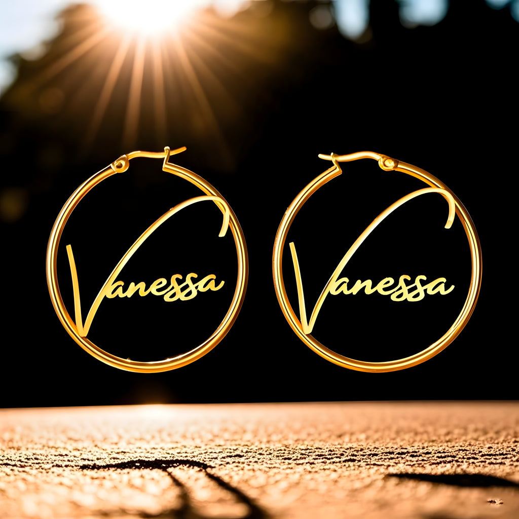 Custom Name Stainless Steel Big Hoop Earrings