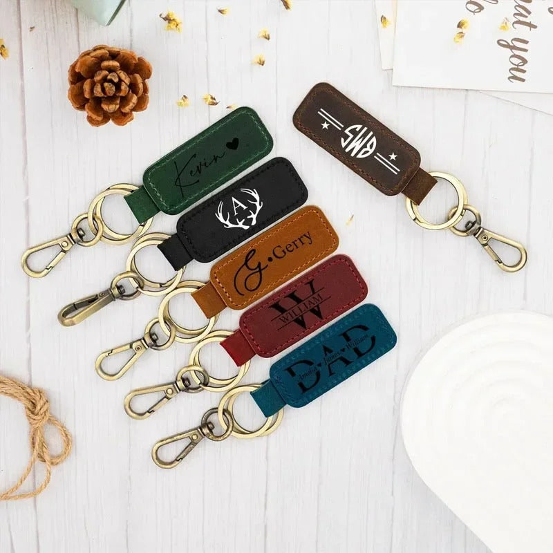Laser Engraved Custom Leather Keychain