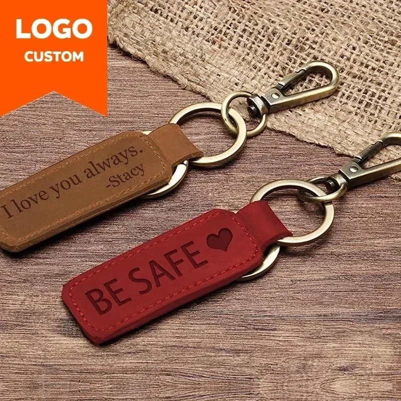 Laser Engraved Custom Leather Keychain