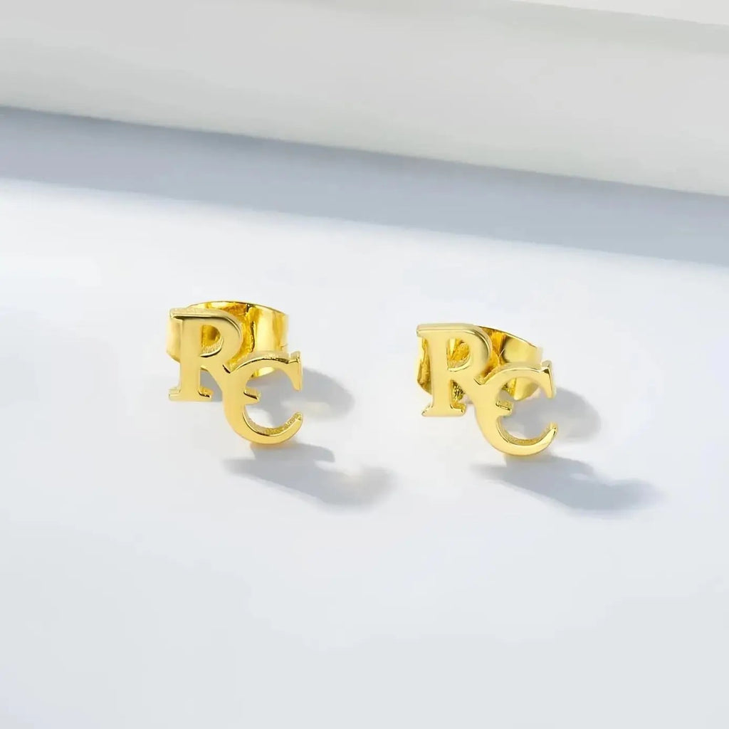 Custom Tiny Letter Initial Name Stainless Steel Stud Earrings