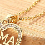 Mama Rhinestone Heart Necklace Elegant Pendant