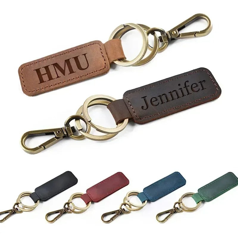 Laser Engraved Custom Leather Keychain