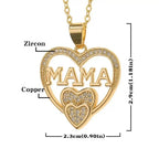Mama Rhinestone Heart Necklace Elegant Pendant