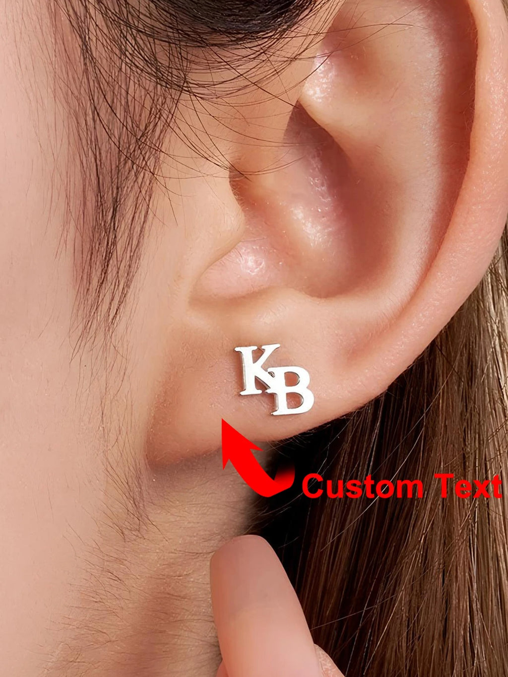 Custom Tiny Letter Initial Name Stainless Steel Stud Earrings