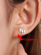 Custom Tiny Letter Initial Name Stainless Steel Stud Earrings