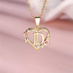 Personalized A-Z Initial Flower Pendant Necklace