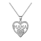 Mama Rhinestone Heart Necklace Elegant Pendant