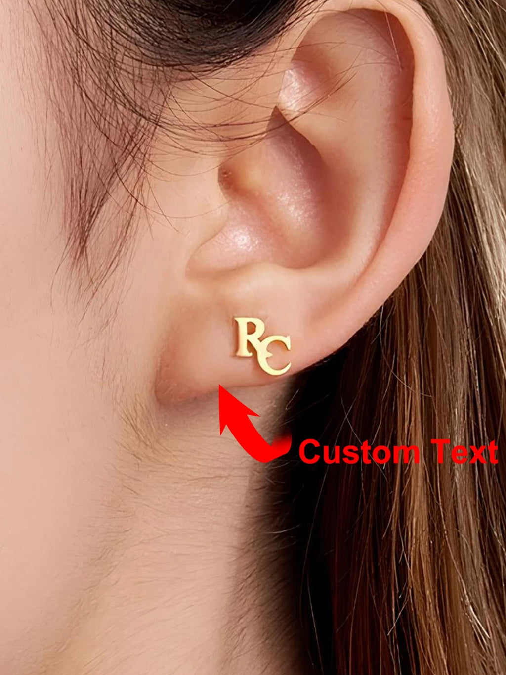 Custom Tiny Letter Initial Name Stainless Steel Stud Earrings