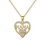 Mama Rhinestone Heart Necklace Elegant Pendant