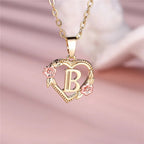 Personalized A-Z Initial Flower Pendant Necklace
