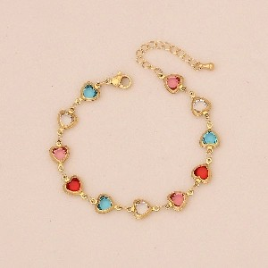 Fashion Colorful Heart Bracelet Stainless Steel Titanium Jewelry Trendy Style