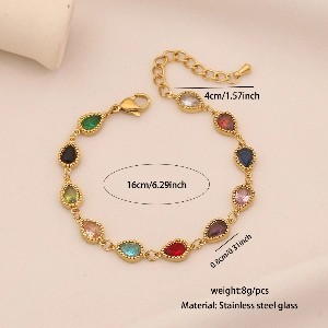 Spring Exotic Colorful Water Drop Bracelet Stainless Steel Jewelry