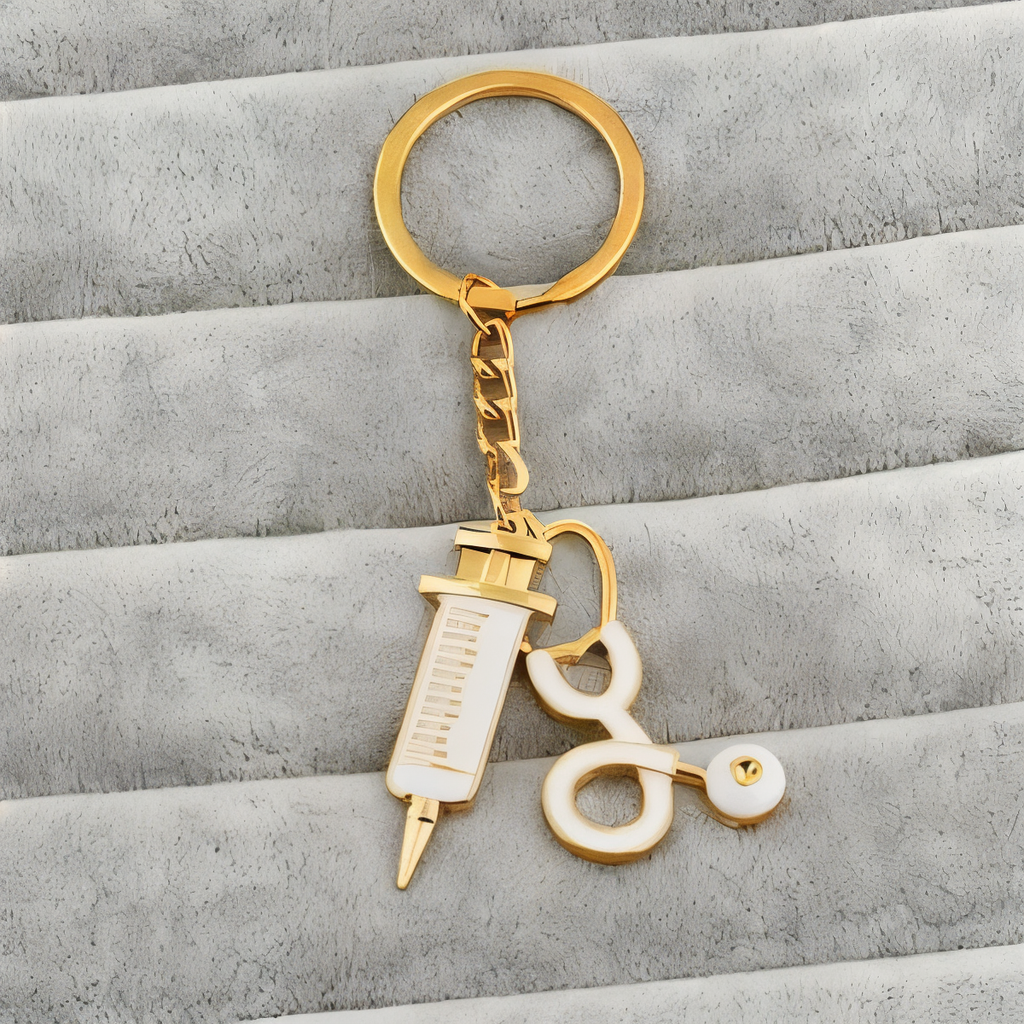 Stethoscope RN Nurse Heart Charm Keychain