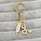 Stethoscope RN Nurse Heart Charm Keychain
