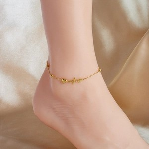 Minimalist Gold-Plated Heartbeat EKG Anklet