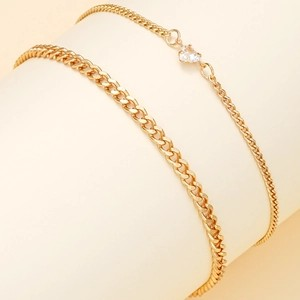 2Pcs Heart Zircon Anklets Set for Women