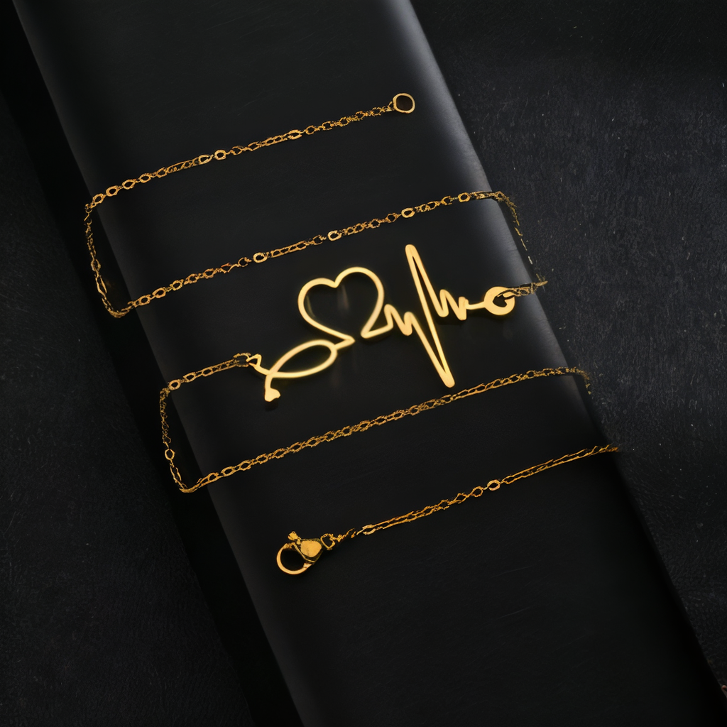 EKG Heartbeat Medical Stethoscope Necklace