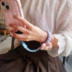 Handmade Braided Phone Lanyard Wrist Strap with Plush Flower Charm