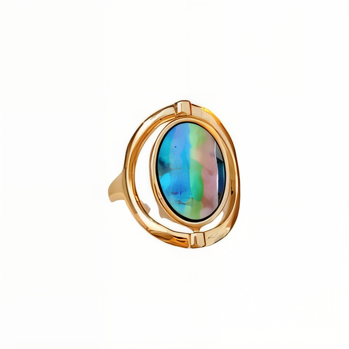 Vintage Gold Plated Spinner Ring with Abalone Shell Inlay | Adjustable Copper Rotating Anxiety Ring