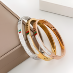 Red & Green Enamel Rhinestone Bangle Bracelet for Women