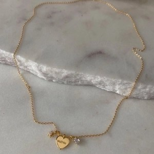 18K Gold Zirconia Heart Locket Necklace for Mom