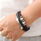 Men’s Stainless Steel Leather Magnetic Bracelet
