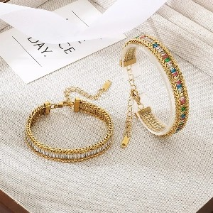 18K Gold Plated Fashion Colorful Zircon Bracelet for Women Jewelry