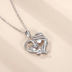 Sterling Silver Mother & Child Heart Pendant Cubic