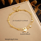Double Layer Heart Gold Anklet for Women