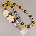 Handmade Woven Crossbody Mobile Strap with Smile Flower Charm & Metal Hook