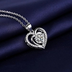 Heart Pendant Necklace Zirconia Double Layer Cross Chain