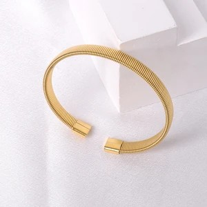 Casual Minimalist Solid Color Titanium Steel Bangle | Sleek Everyday Bracelet