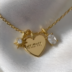 18K Gold Zirconia Heart Locket Necklace for Mom