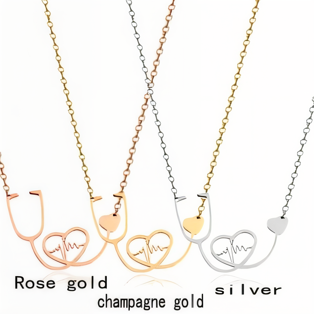 Medical Stethoscope Heart Necklace Gift